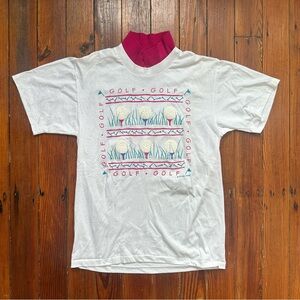 New old stock Vintage 1980s Brindan Design puff print golf polo shirt Medium